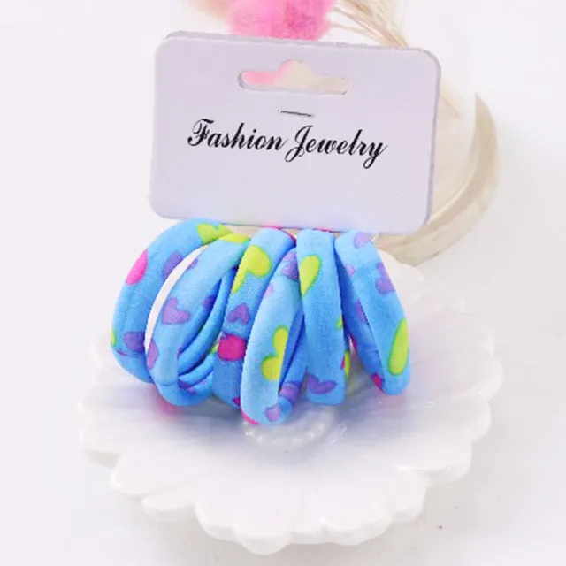 Hot Sale 6PCS/Lot Girls Cute Color Hair Band Pink Print Dot Lovely Elastic Headband Good Quality Hair Holder Accessories Tie Gum