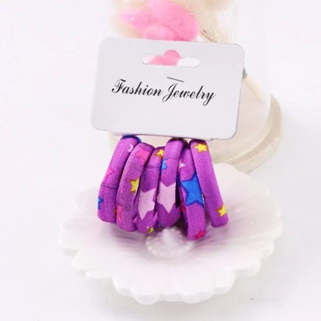 Hot Sale 6PCS/Lot Girls Cute Color Hair Band Pink Print Dot Lovely Elastic Headband Good Quality Hair Holder Accessories Tie Gum