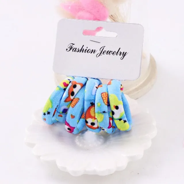 Hot Sale 6PCS/Lot Girls Cute Color Hair Band Pink Print Dot Lovely Elastic Headband Good Quality Hair Holder Accessories Tie Gum