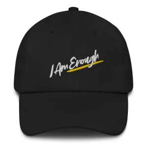I AM ENOUGH SCRIPT Embroidered Baseball Cap Hat with Peace Sign