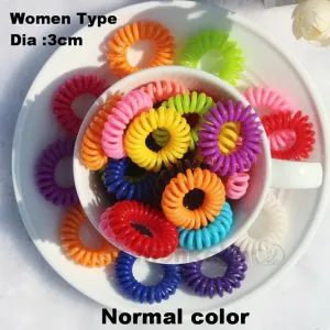 isnice 12pcs Transparent Popular hairwear candy-colored telephone wire hair band hair rope wholesale hair accessories for women