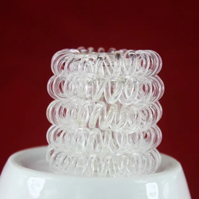isnice 12pcs Transparent Popular hairwear candy-colored telephone wire hair band hair rope wholesale hair accessories for women