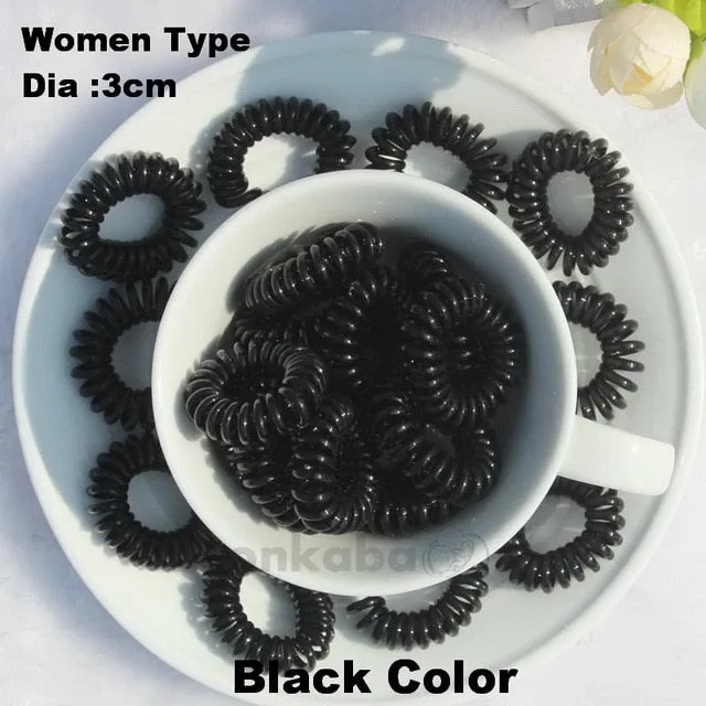 isnice 12pcs Transparent Popular hairwear candy-colored telephone wire hair band hair rope wholesale hair accessories for women