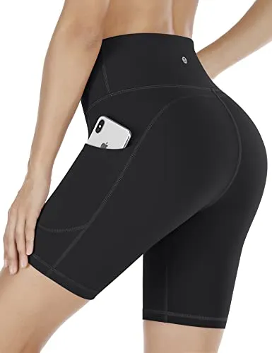 IUGA Workout Shorts for Women with Pockets High Waisted Biker Shorts for Women Yoga Shorts Running Shorts Black