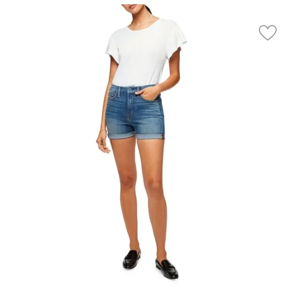 Jen 7 by 7 For All Mankind High Waist Roll Cuff Denim Shorts