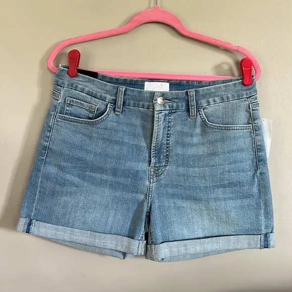 Jen 7 by 7 For All Mankind High Waist Roll Cuff Denim Shorts