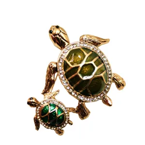 Jewelblings Happy Family Jewelry Mom and Kid Swimming Enamel Turtle Brooches Pin Ocean Animal Tortoise Collection Mothers Day Birthday Gift
