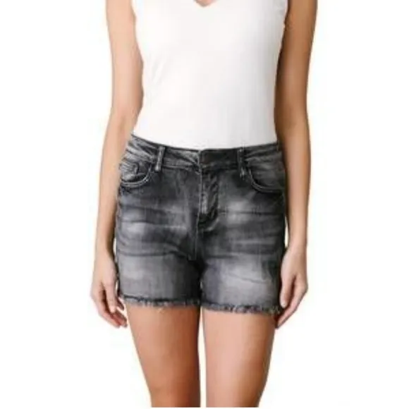 Judy Blue Women's High Rise Charcol Wash Cutoff Denim Shorts Size XL