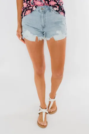 KanCan Frayed Hem Shorts- Elena Wash