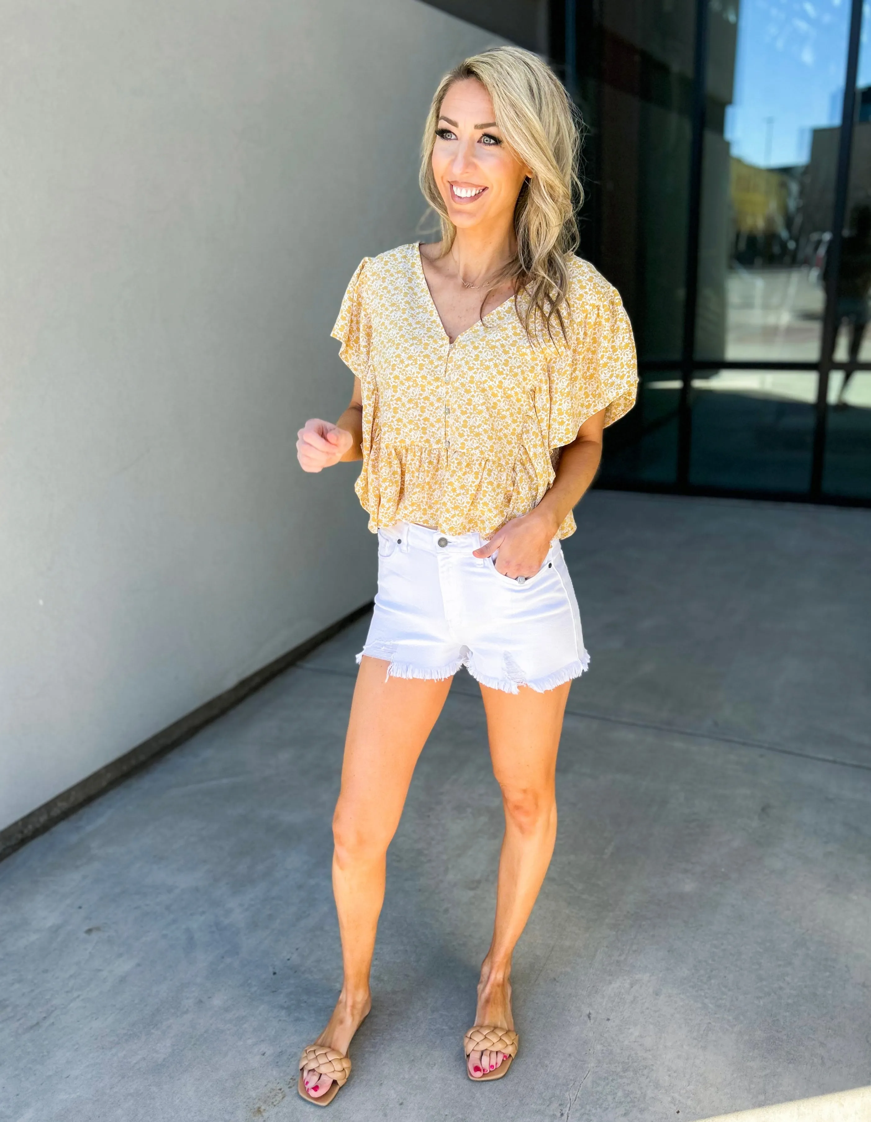 KANCAN Hazel High Rise Distressed Shorts