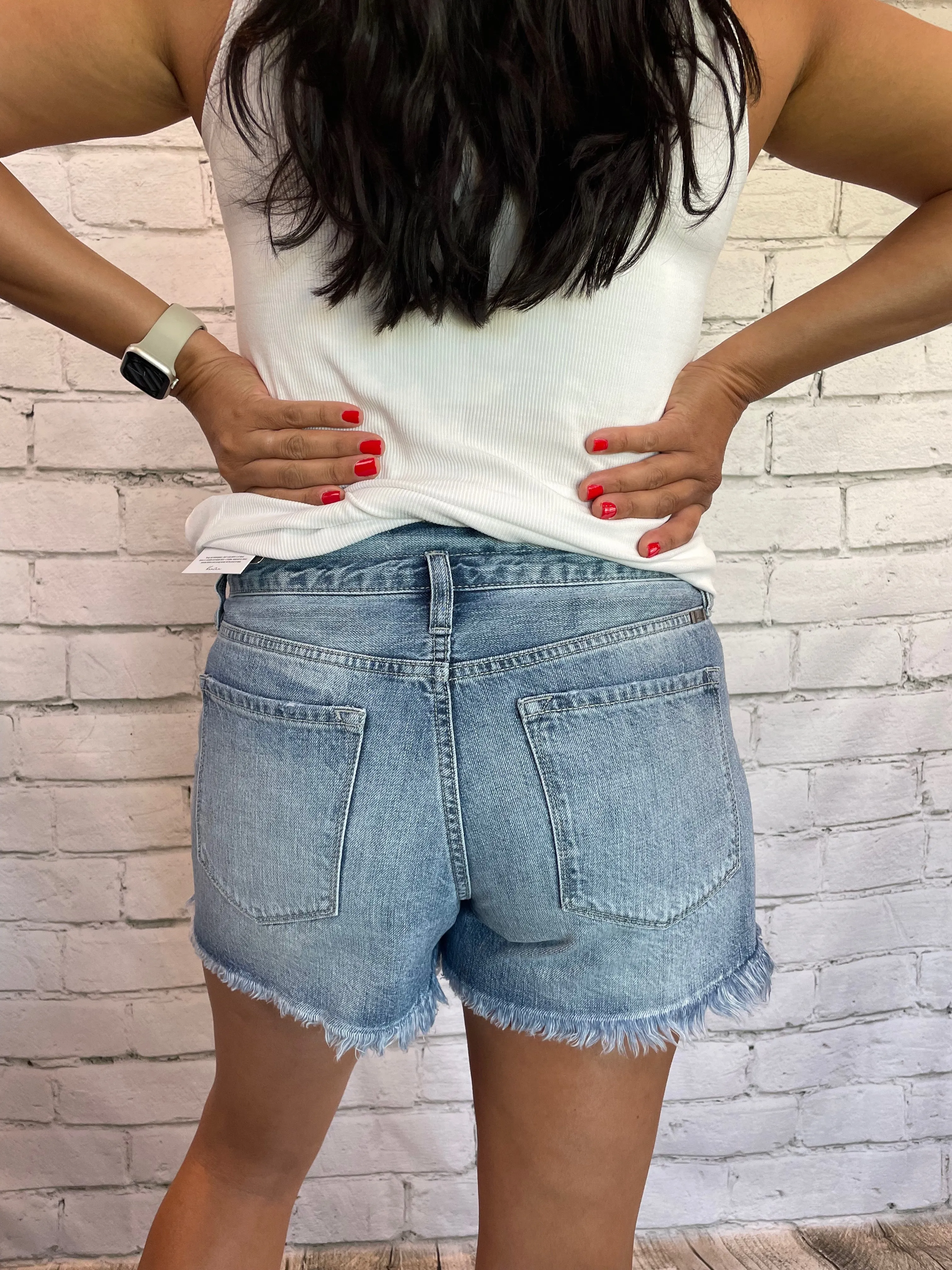 KanCan Heather High Rise Tie-Belt Shorts