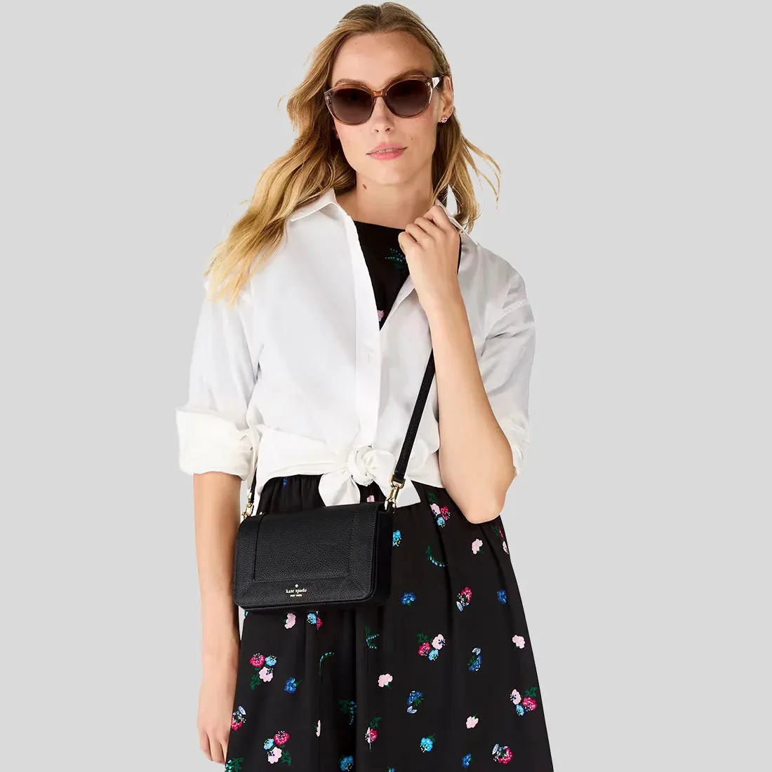KATE SPADE Lena Mini Flap Crossbody Bag Black RS-KH784