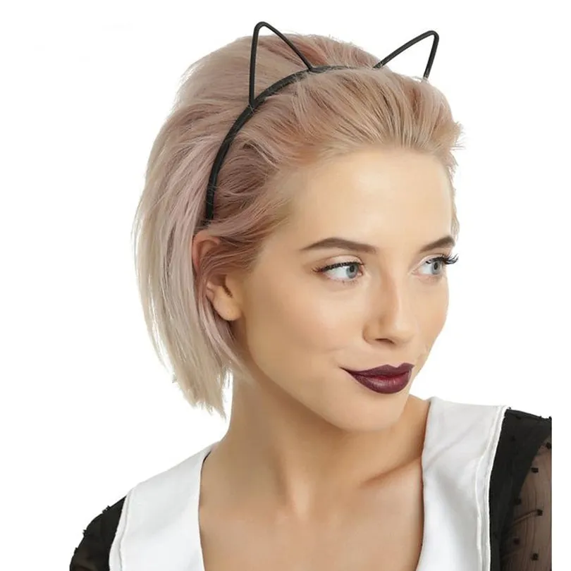 kids black cat ears head bands fashion Lady Girl Hairband Sexy Self Headband Baby birthday party Hair Accessories for Women hoop
