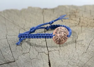 Knotted Blue Hemp Bracelet or Anklet with Handmade Copper Eagle