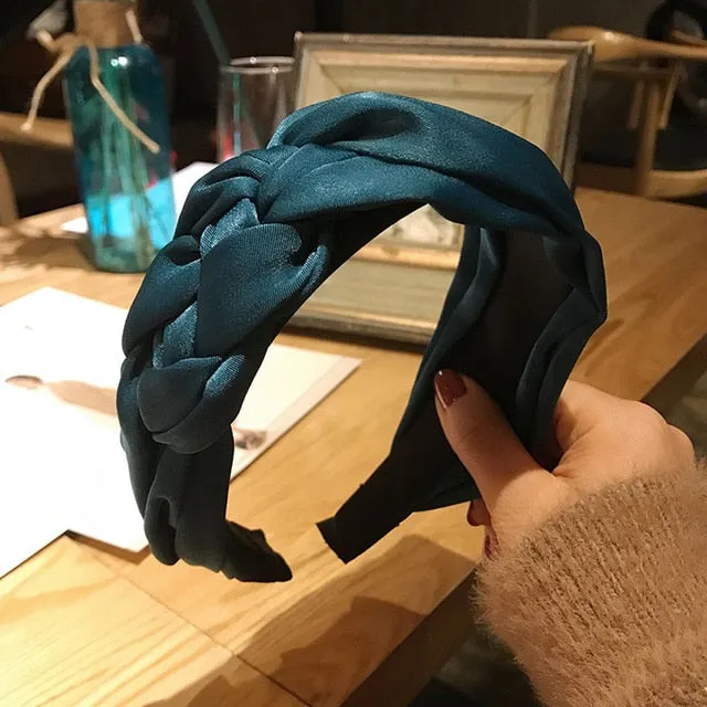 Korean hairband Women Cotton fabric Knotted headband Vintage twist turban hair accessories Wide Hair Band handmade boho Headwear