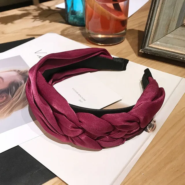 Korean hairband Women Cotton fabric Knotted headband Vintage twist turban hair accessories Wide Hair Band handmade boho Headwear