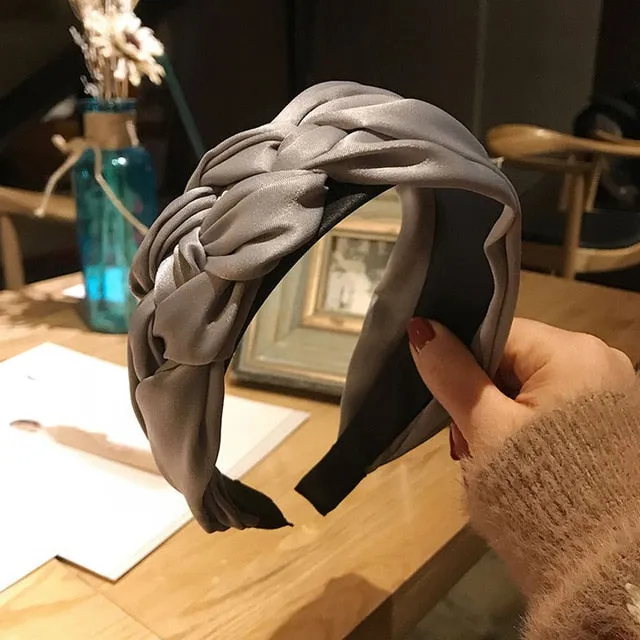 Korean hairband Women Cotton fabric Knotted headband Vintage twist turban hair accessories Wide Hair Band handmade boho Headwear