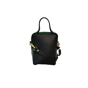 Kura Bag - Black and Green Croc Embossed Leather