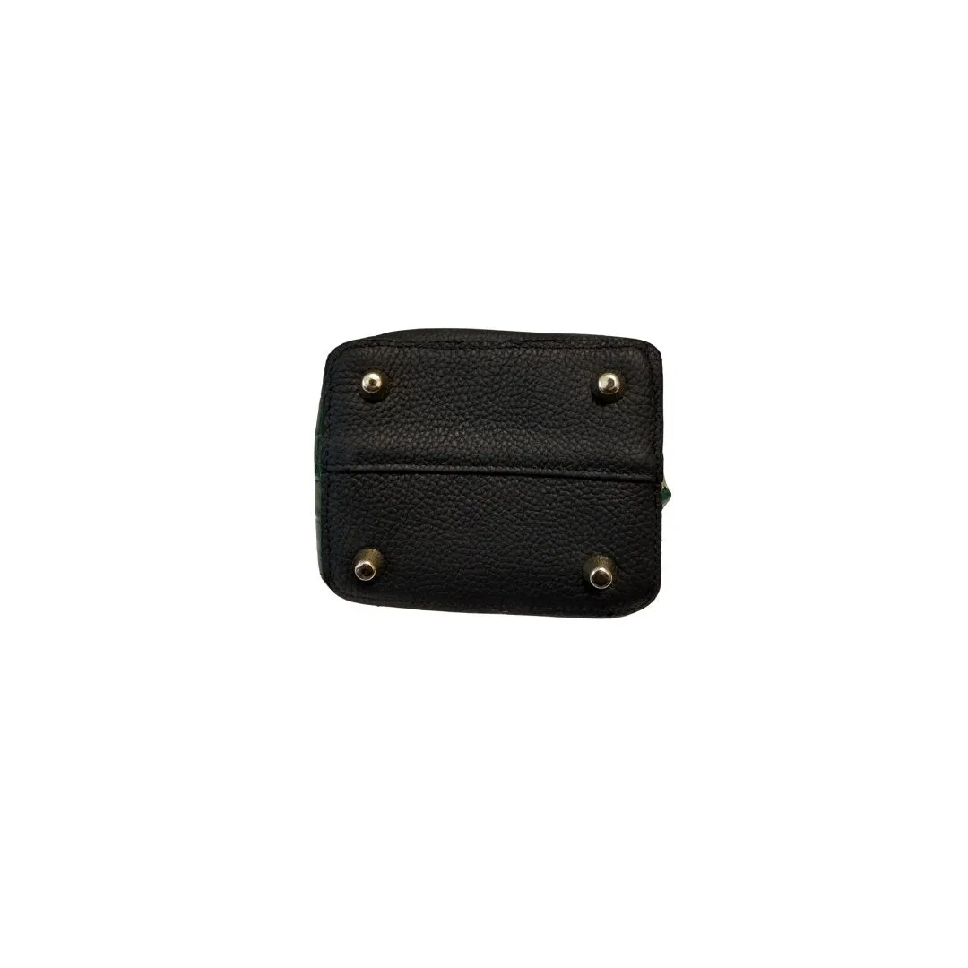 Kura Bag - Black and Green Croc Embossed Leather
