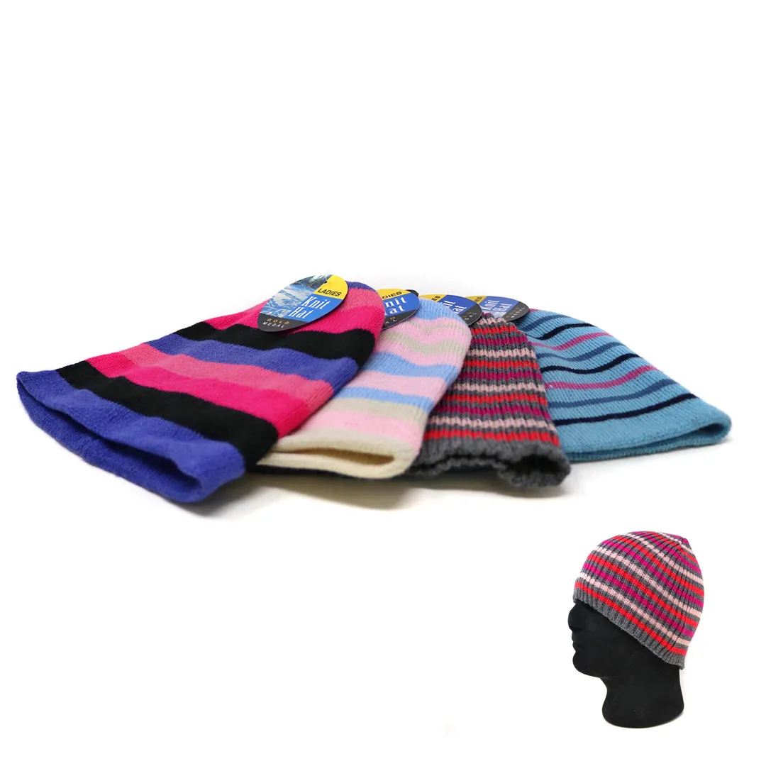 Ladies' Striped Knit Hats