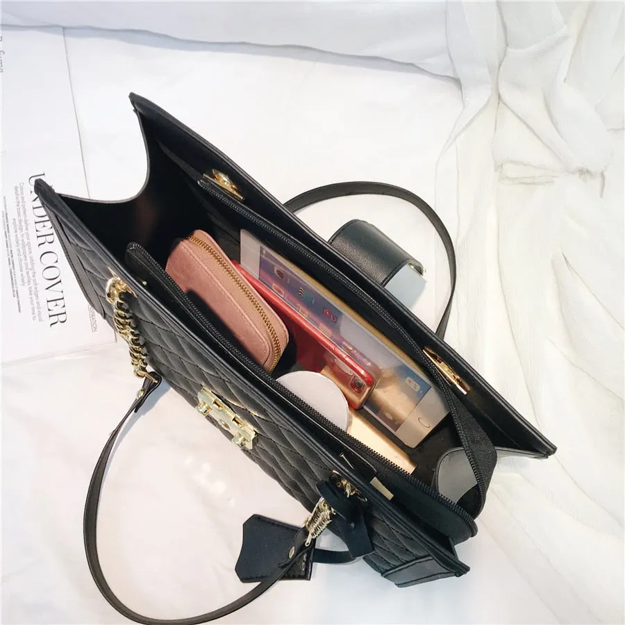 Large Capacity Pu Leather Chain Crossbody Bag High Quality