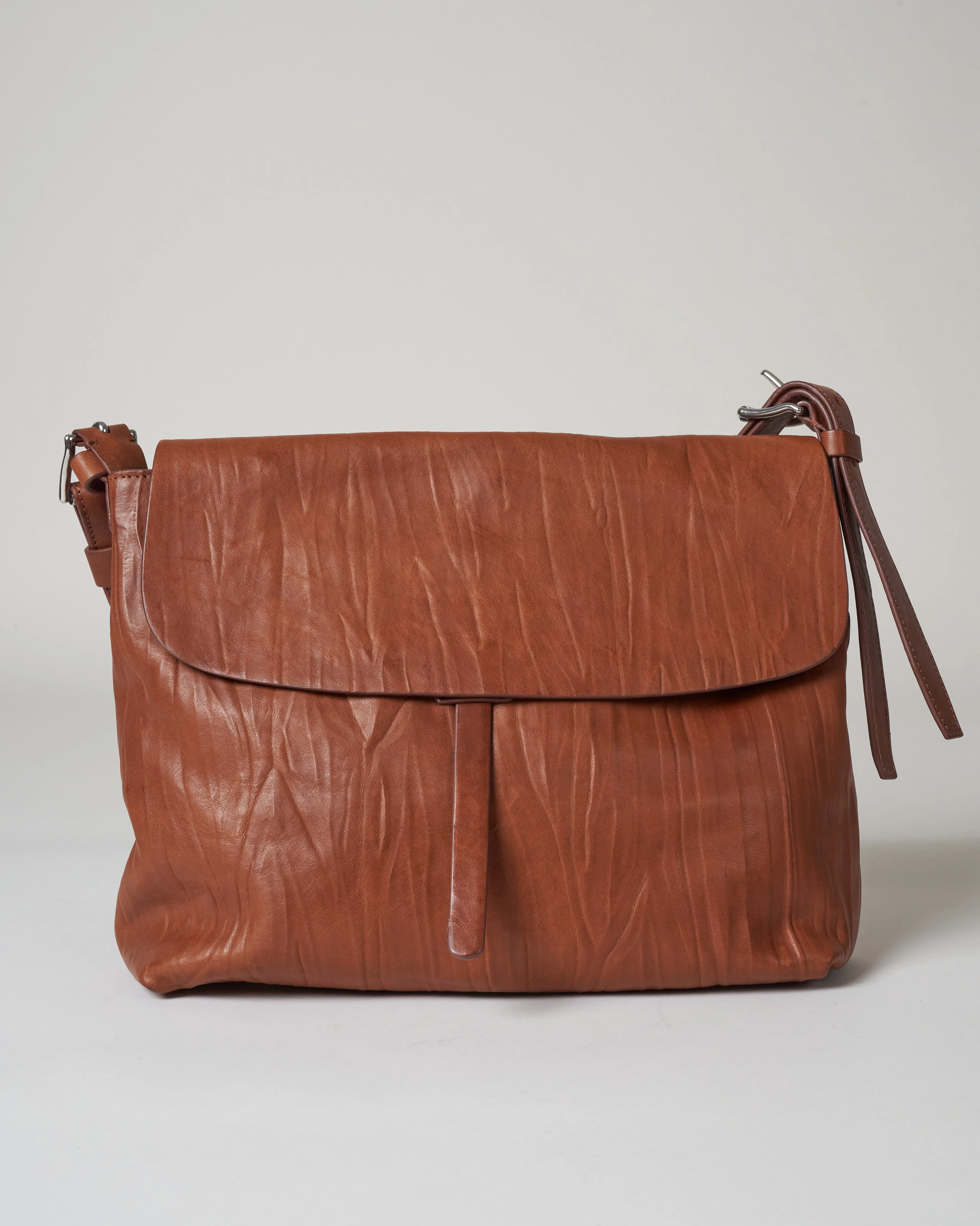 large fold-over crossbody - brandy