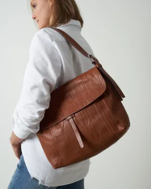 large fold-over crossbody - brandy