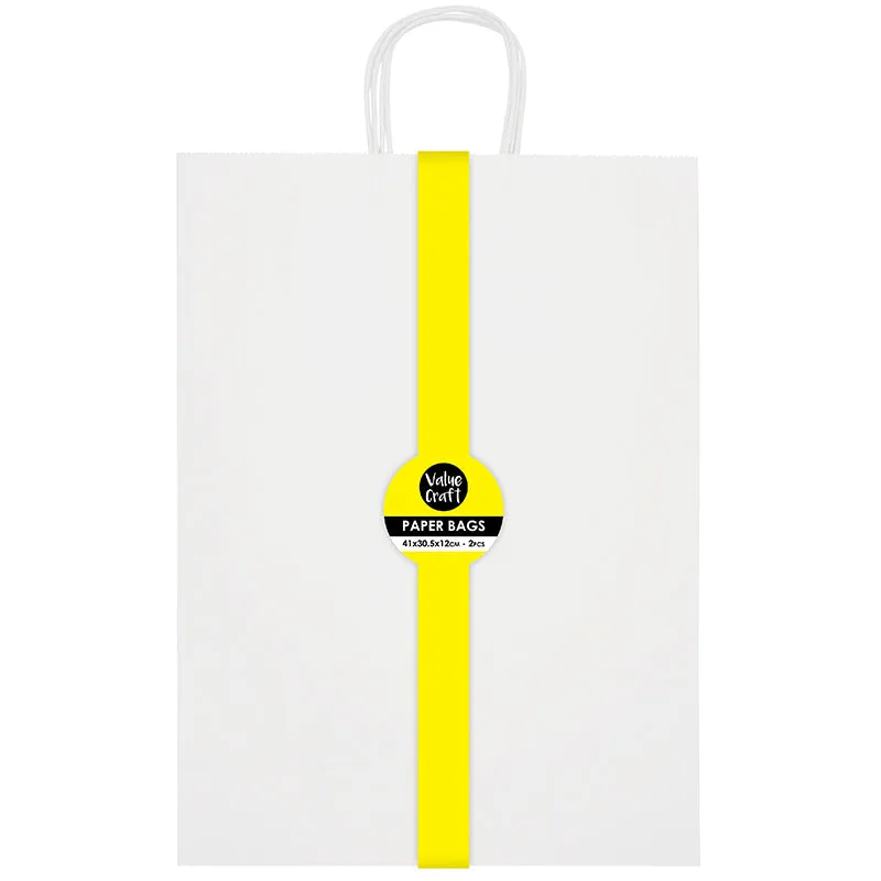 LARGE PAPER BAGS 41X30CM WHITE 2PCS