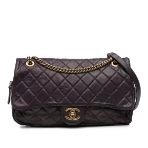 Large Quilted Iridescent Calfskin Shiva Flap