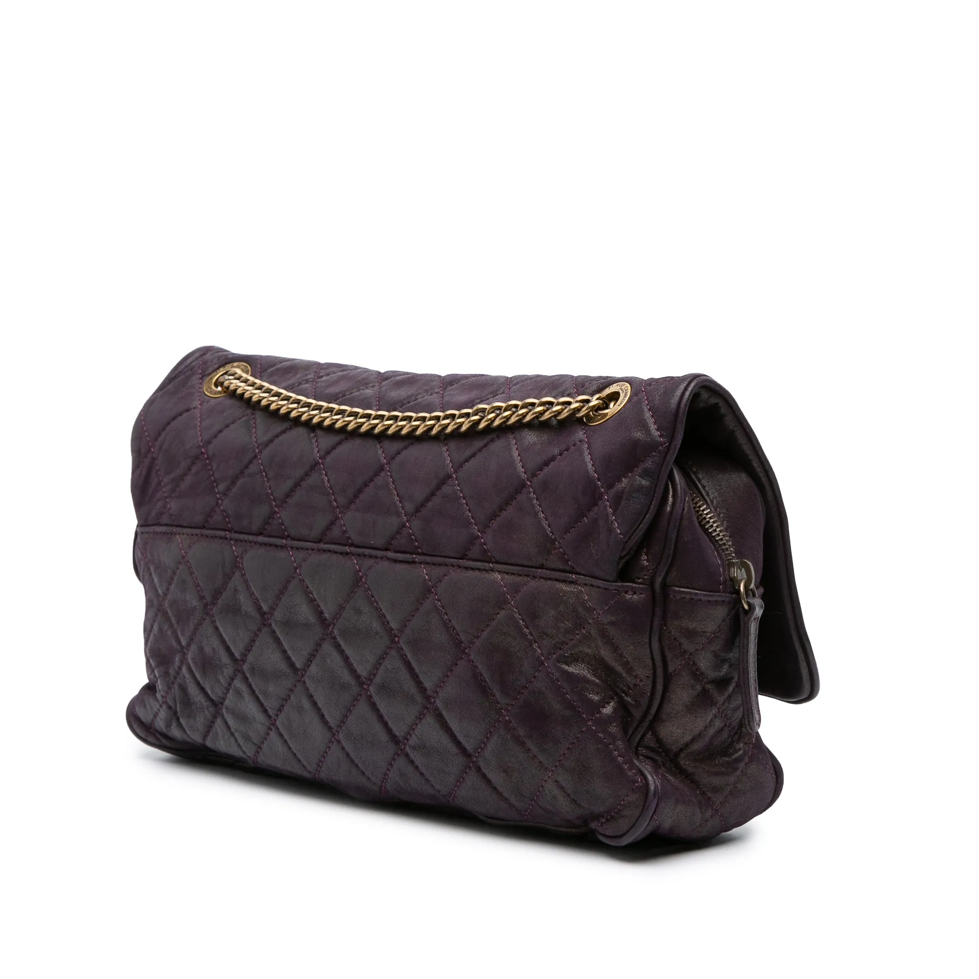 Large Quilted Iridescent Calfskin Shiva Flap