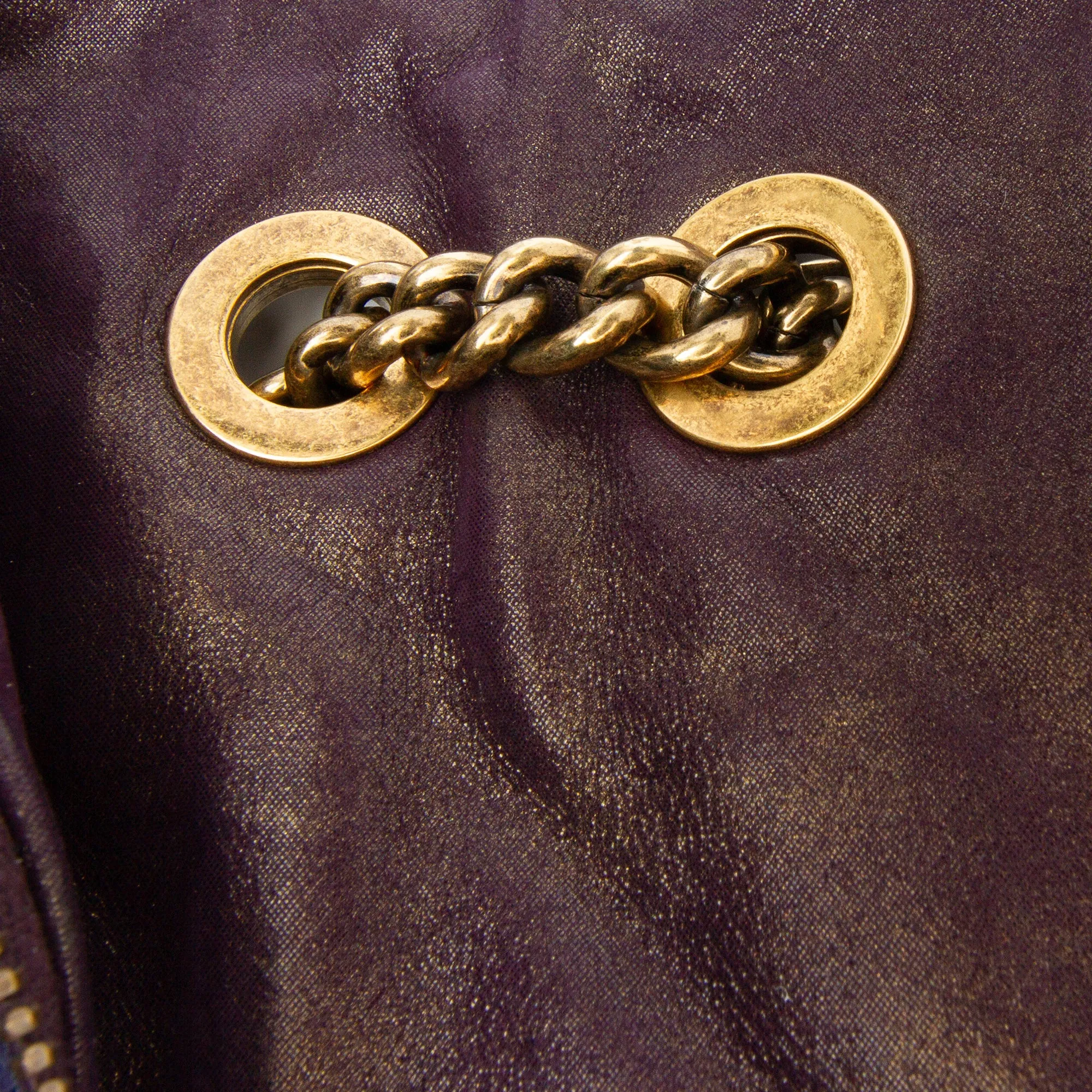 Large Quilted Iridescent Calfskin Shiva Flap