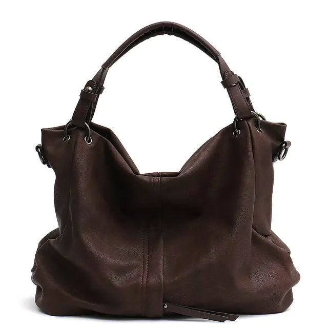 Large Women's Leather Handbags High Quality Female Pu Hobos Shoulder Bags Solid Pocket Ladies Tote Messenger Bags