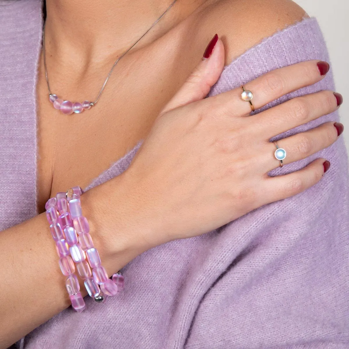 Lavender | .925 Sterling Silver | Mermaid Glass Infinity Clasp Anklet