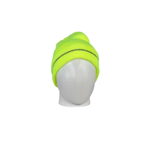 LBE-S1 Lime Safety Beanie Hat with Reflective Stripe