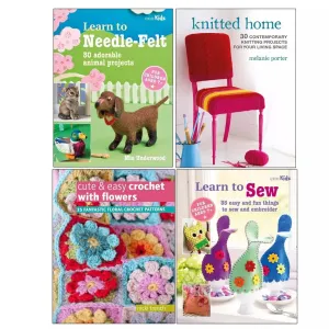 Learn to Needle-Felt, Knitted Home, Children's Learn to Sew Book & Learn to Needle-Felt 4 Books Set