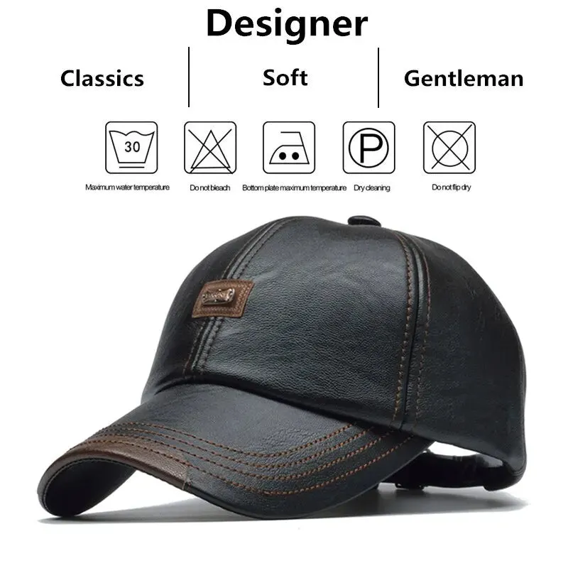 Leather Letter Label Baseball Caps - Adjustable Spring/Autumn Outdoor Casual Hats with Sunscreen Protection