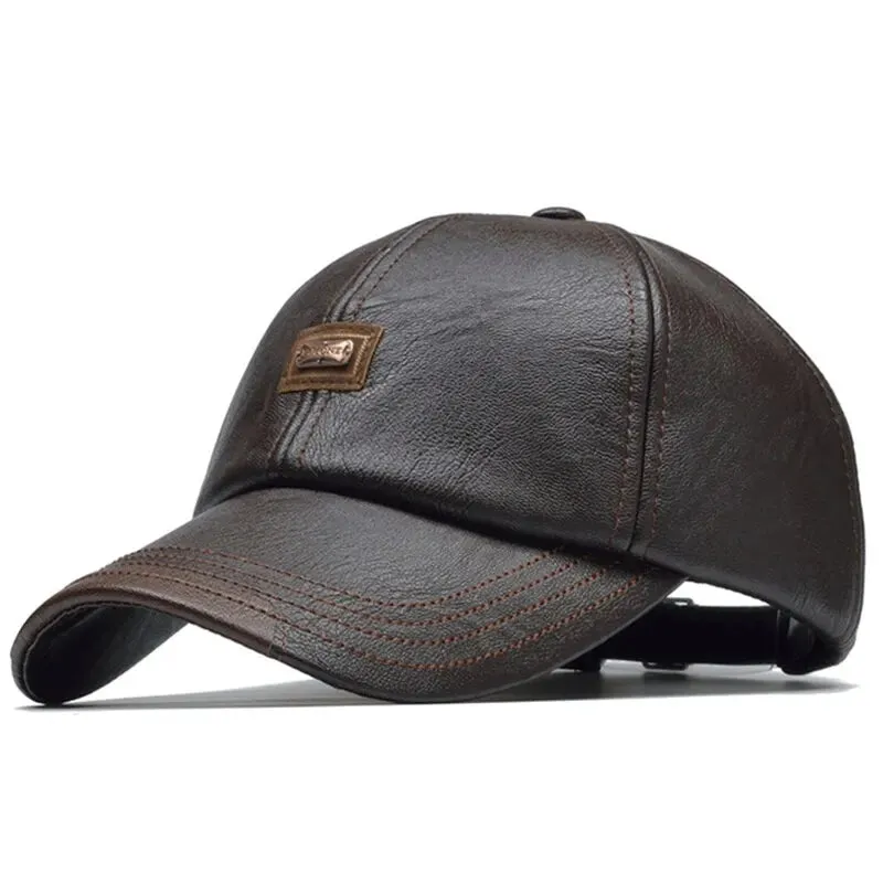 Leather Letter Label Baseball Caps - Adjustable Spring/Autumn Outdoor Casual Hats with Sunscreen Protection