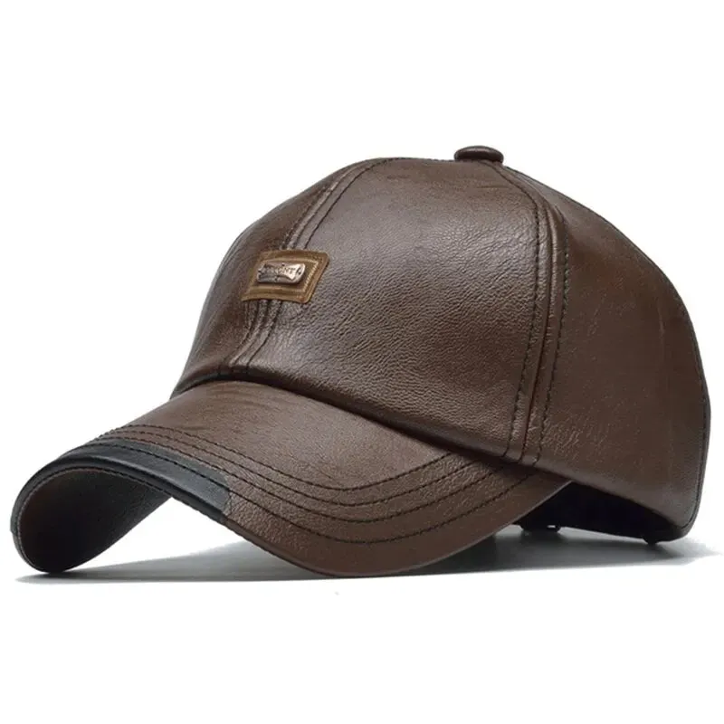 Leather Letter Label Baseball Caps - Adjustable Spring/Autumn Outdoor Casual Hats with Sunscreen Protection