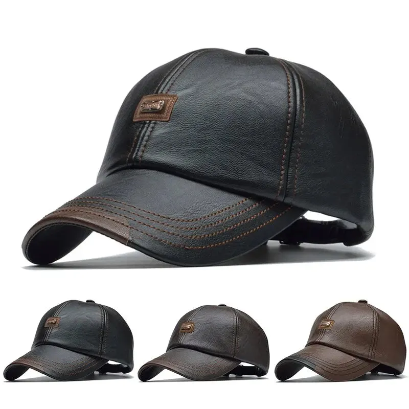 Leather Letter Label Baseball Caps - Adjustable Spring/Autumn Outdoor Casual Hats with Sunscreen Protection