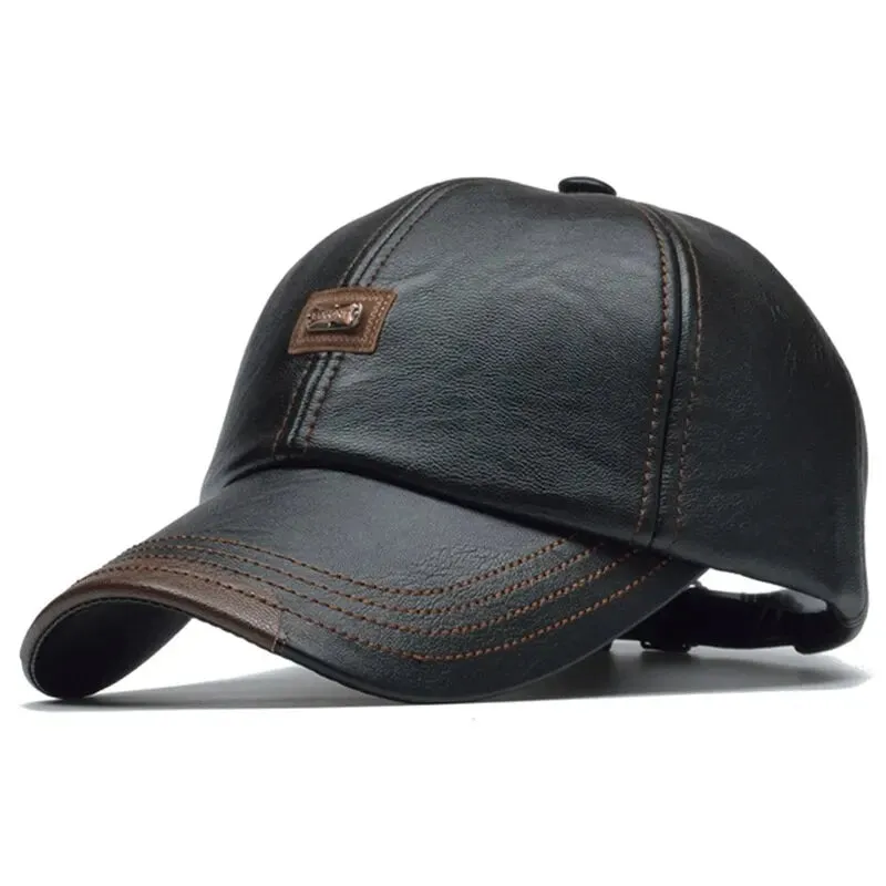 Leather Letter Label Baseball Caps - Adjustable Spring/Autumn Outdoor Casual Hats with Sunscreen Protection