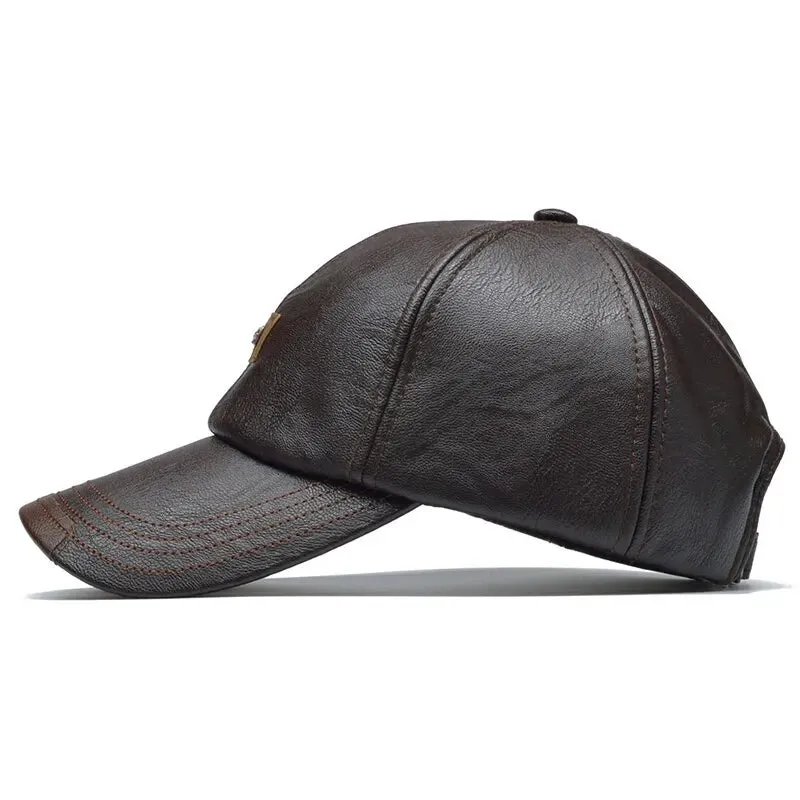 Leather Letter Label Baseball Caps - Adjustable Spring/Autumn Outdoor Casual Hats with Sunscreen Protection