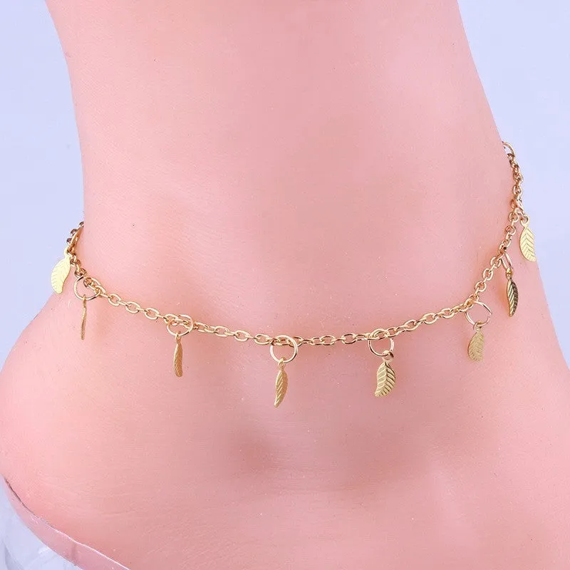 Leaves Dangle Charms Anklet