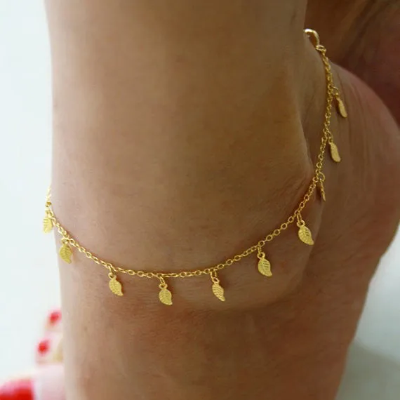 Leaves Dangle Charms Anklet