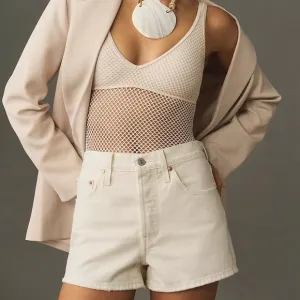 Levi 501 high rise cream shorts, distressed edge size 26 NWT