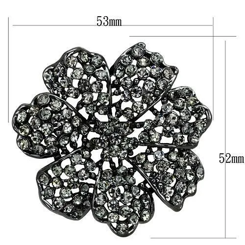 LO2919 Ruthenium White Metal Brooches with Top Grade Crystal in Black Diamond