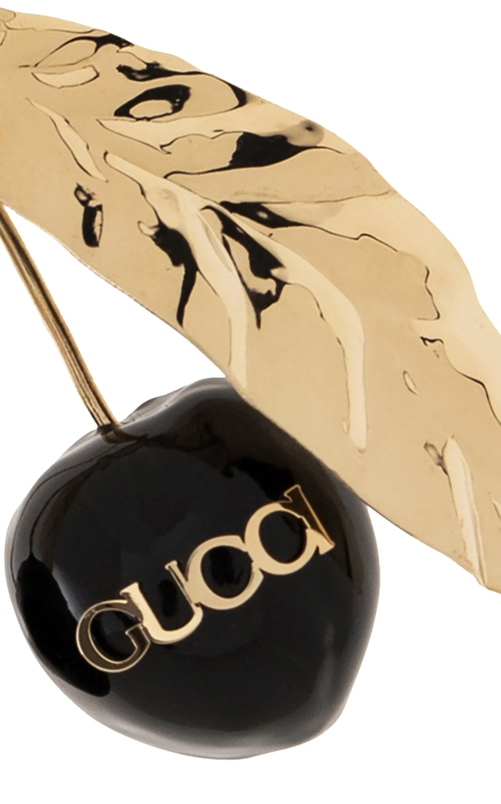 Logo-print Enamel Cherry Brooch