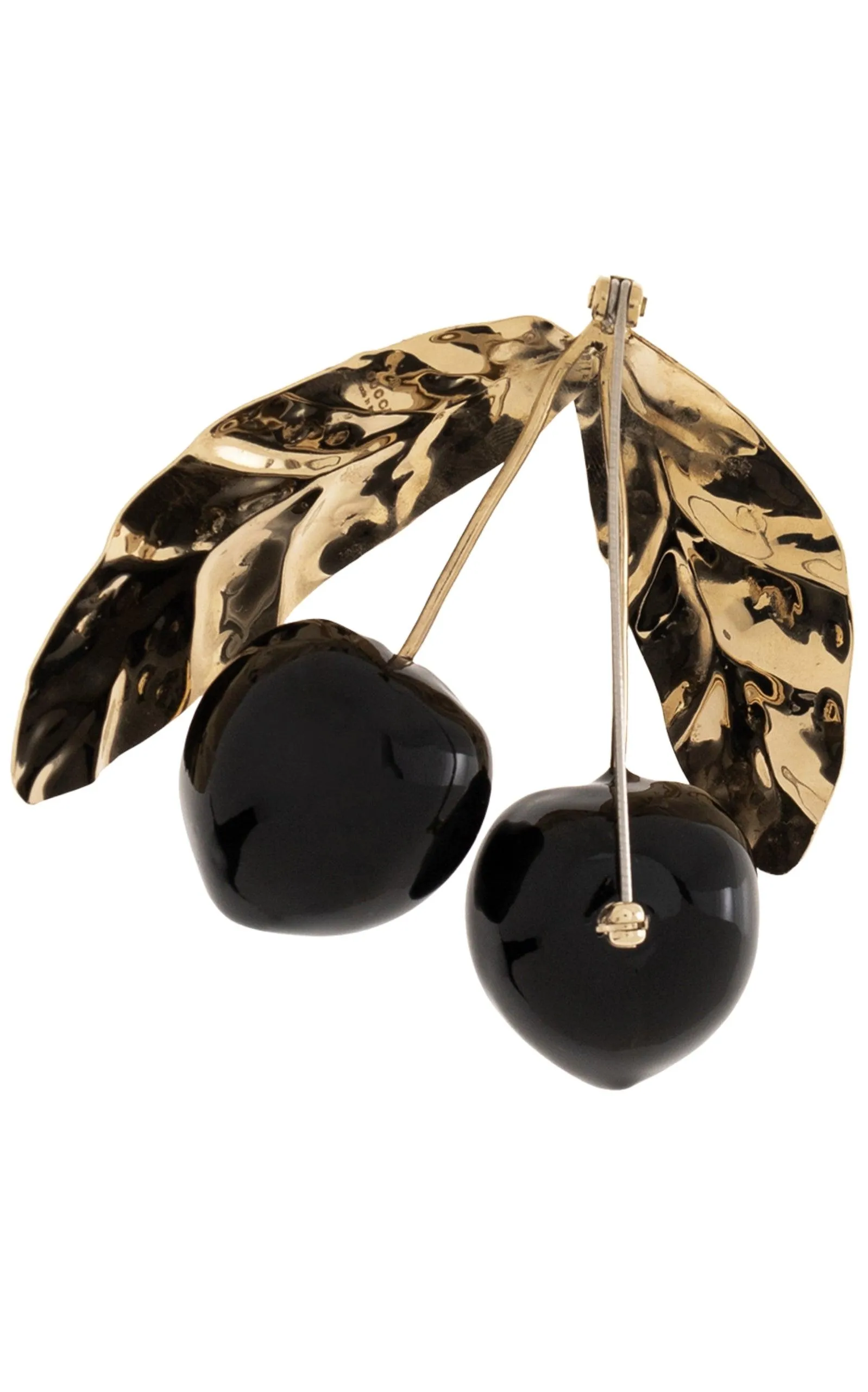 Logo-print Enamel Cherry Brooch