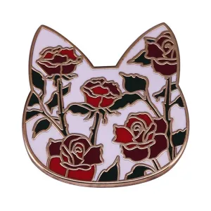 Love & Respect Red Rose Cat Enamel Pin