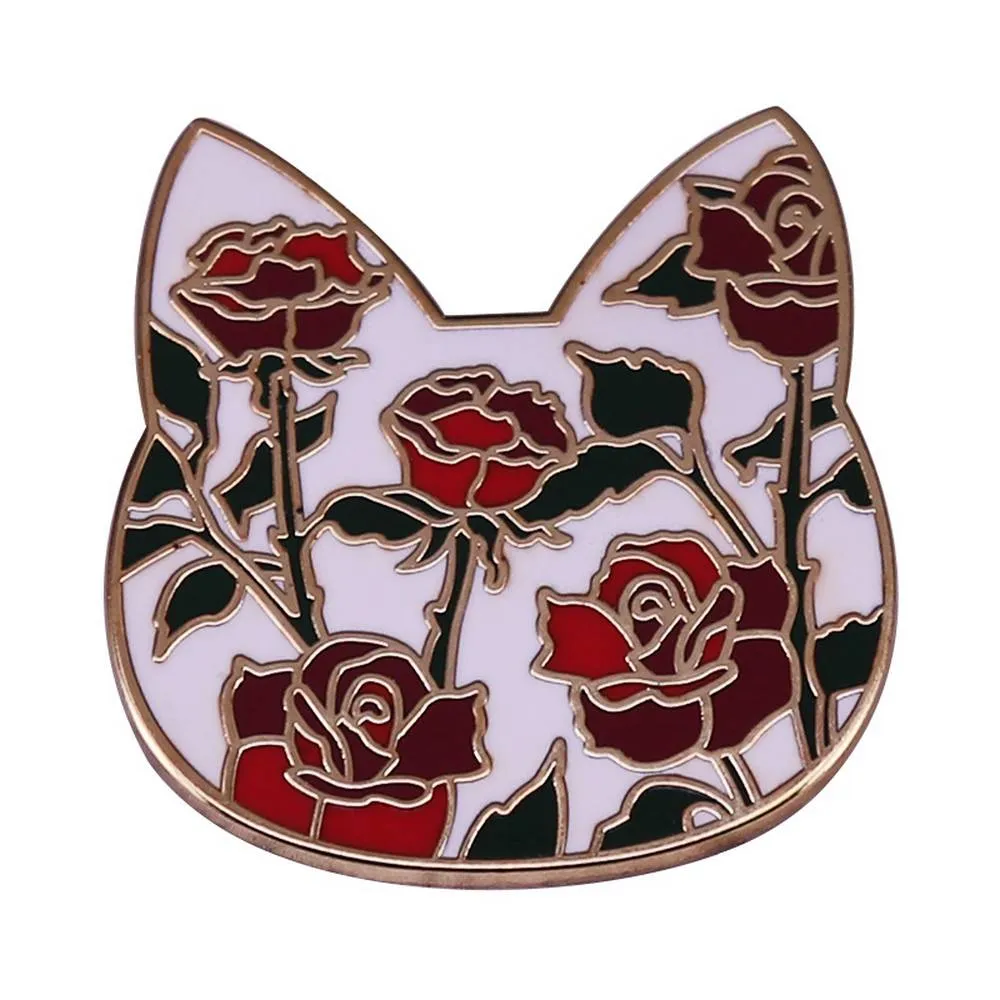 Love & Respect Red Rose Cat Enamel Pin