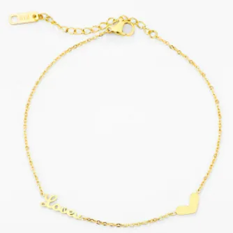 Love Heart Anklet Stainless Steel